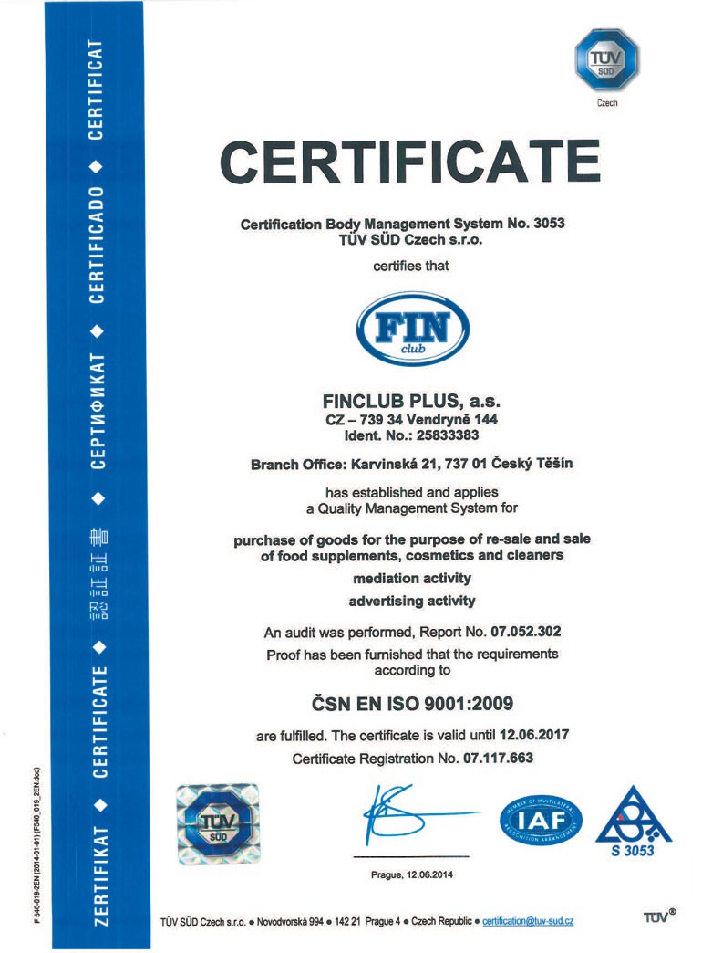 FINCLUB Certificate